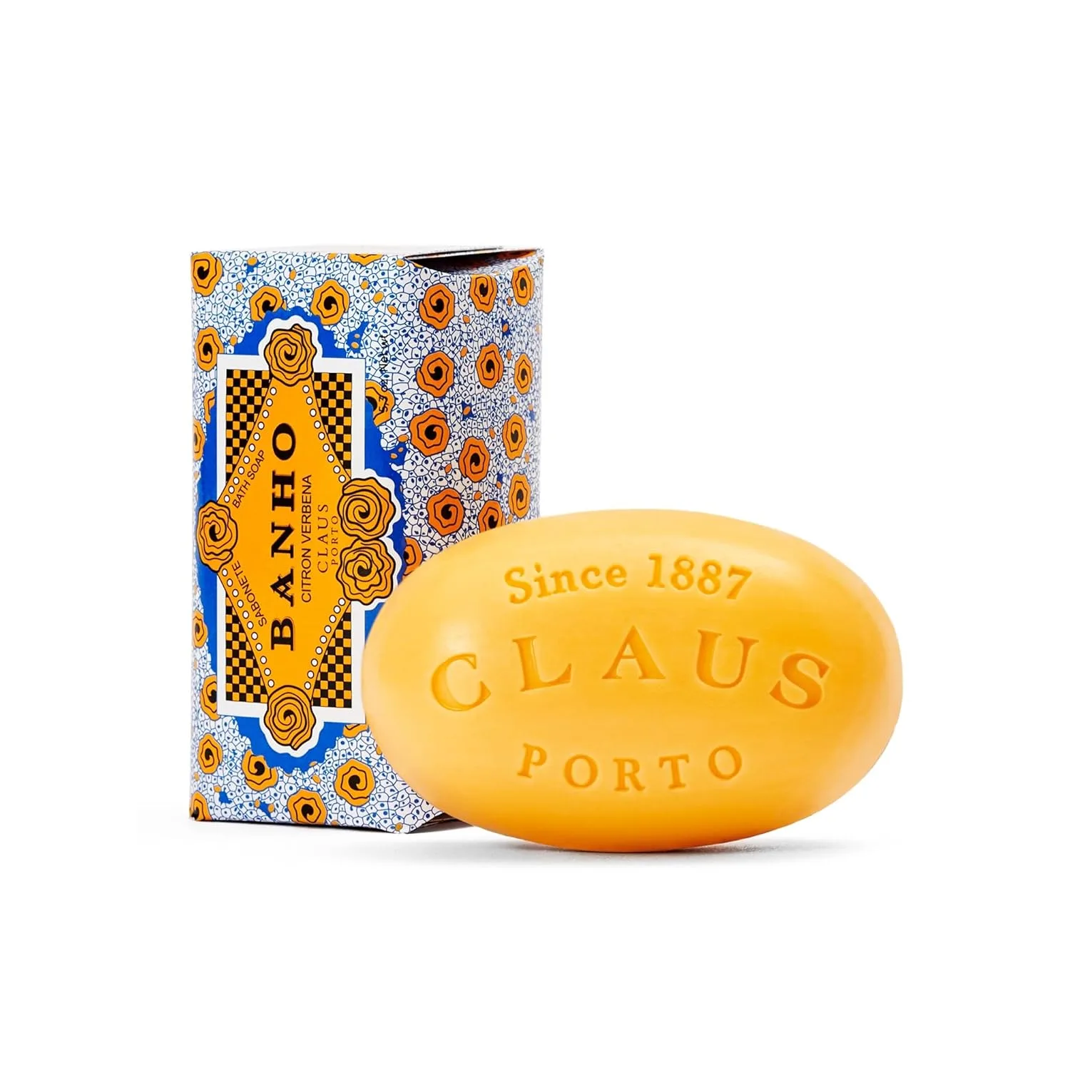 Claus Porto - Banho Citron Verbena Soap для мужчин и женщин | Шелковистое, очищающее, увлажняющее | Ручная работа, ароматное, бодрящее (150 г | 5,3 унции) 150.26 г (1 шт.), Orange