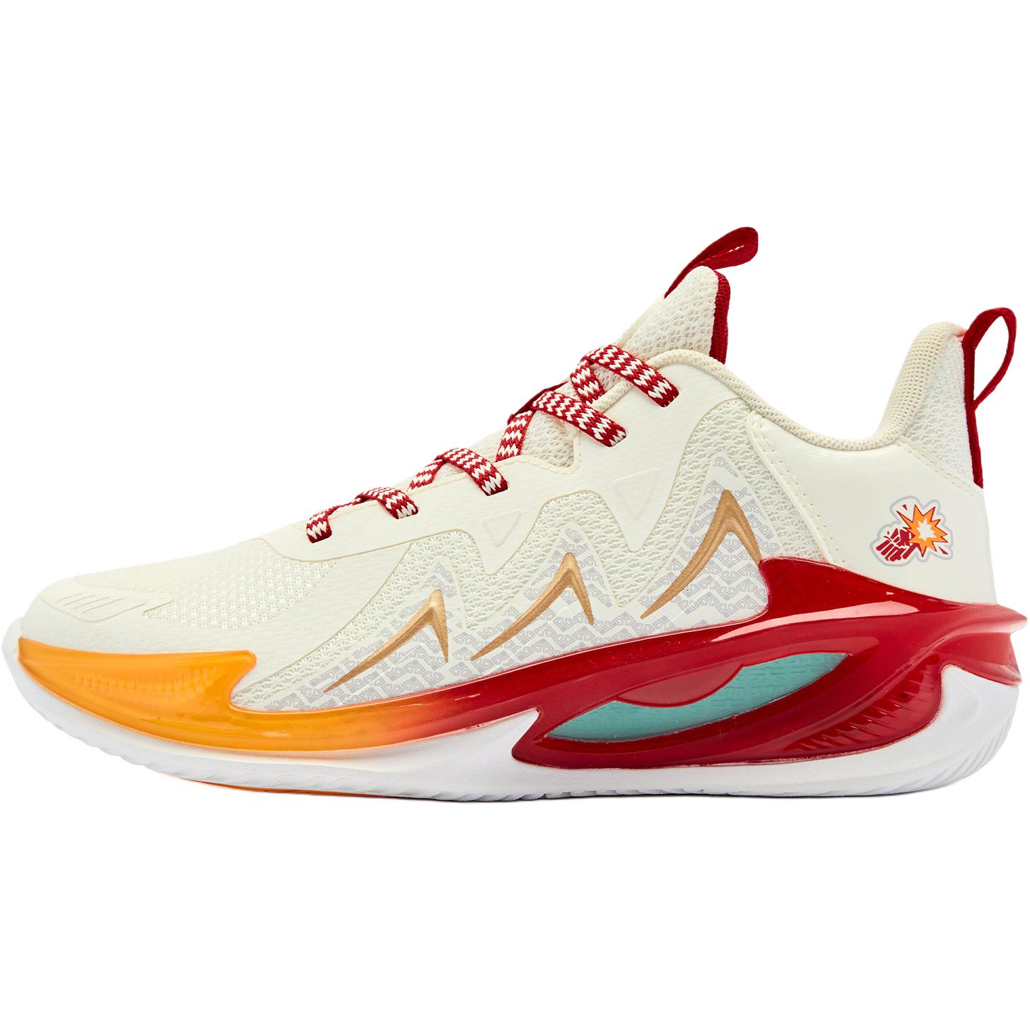 

Детские баскетбольные кроссовки с нескользящей подошвой, устойчивые к истиранию и низким верхом для подростков QIAODAN, бежевый/красный