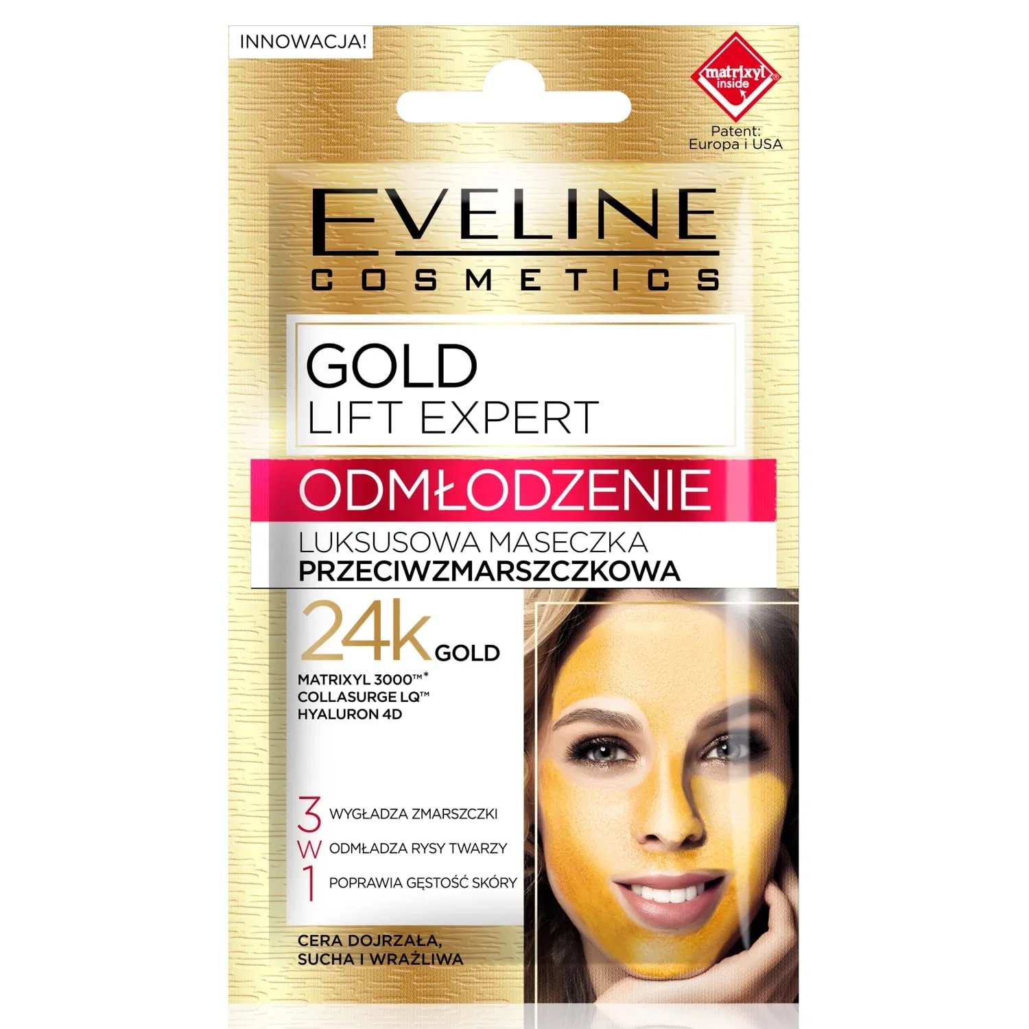 Роскошная антивозрастная маска Eveline Cosmetics Gold Lift Expert с 24-каратным золотом Eveline Cosmetics