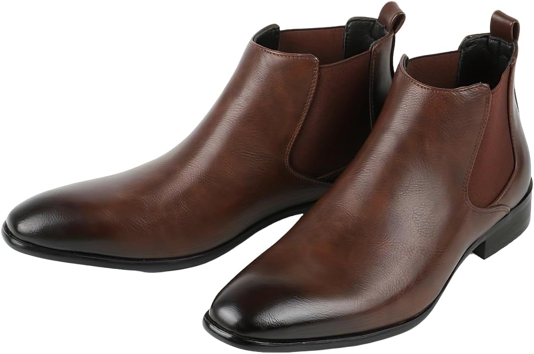 

Мужские ботинки Chelsea Santimon из замши и кожи, повседневные и официальные, стильные классические ботильоны на молнии, темно-коричневый