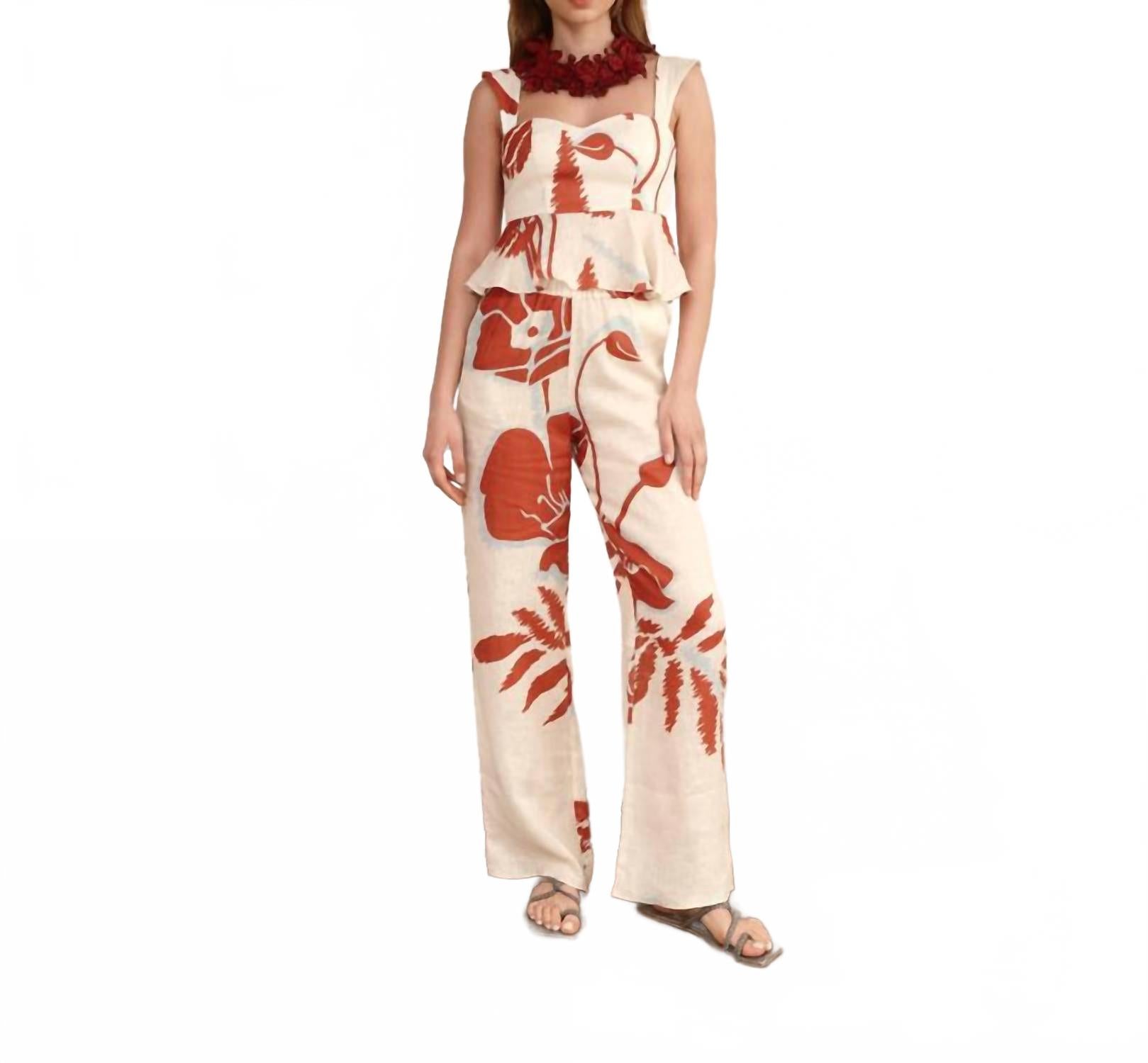 

Легкий льняной топ LeBron в оранжевом цвете Gladiolos JUAN DE DIOS