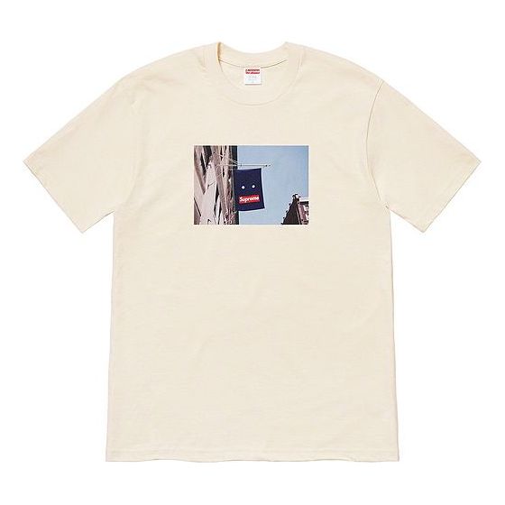 

Футболка Supreme FW19 Week 1 Banner Tee Natural Short Sleeve Unisex Creamy White, кремовый