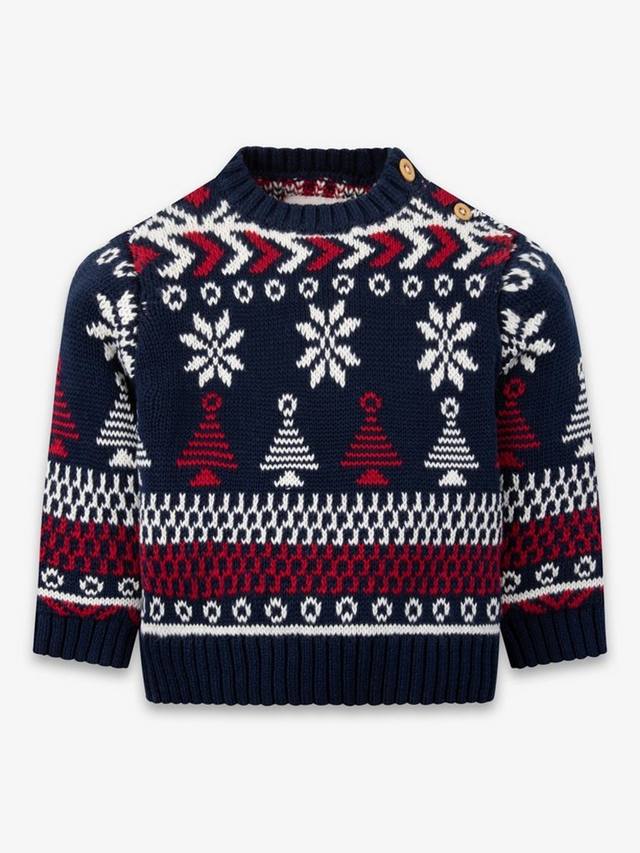 

Детский свитер из хлопка в стиле фэр-айл The Little Tailor, Navy/Red/Cream