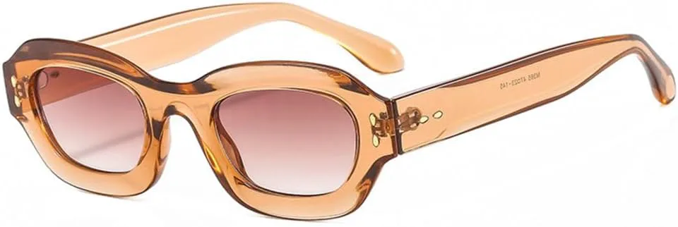 

LVTFCO Популярные модные многоугольные женские солнцезащитные очки UV400 в стиле ретро с заклепками, мужские модные сине-зеленые солнцезащитные очки, Tea Tea Gradient