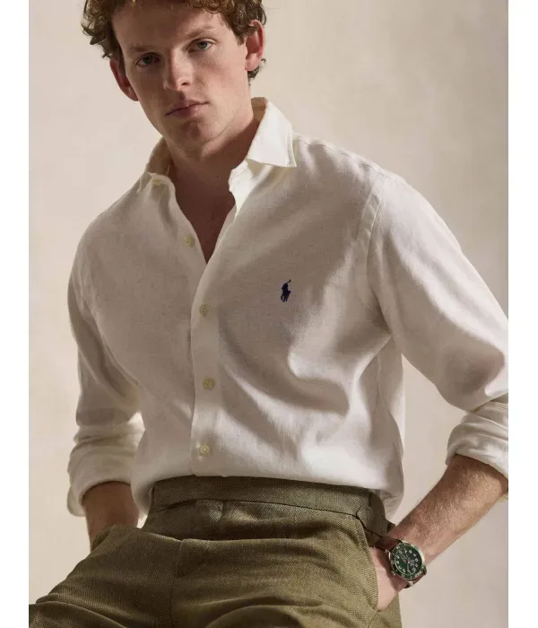 Льняная рубашка custom fit Polo Ralph Lauren, белый — фото 4