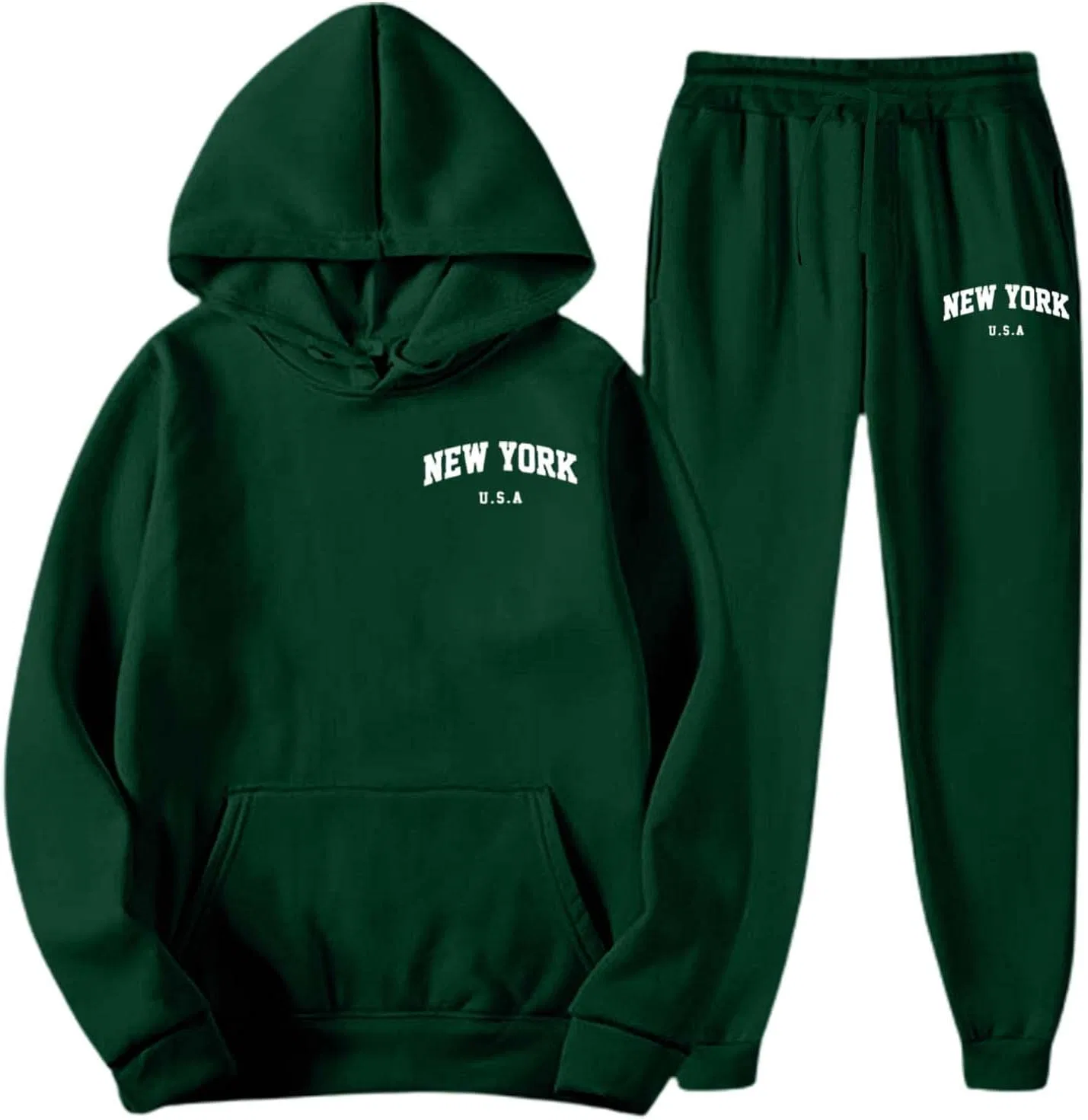 Спортивный костюм из флиса, худи и джоггеры, Dark Green — фото 3