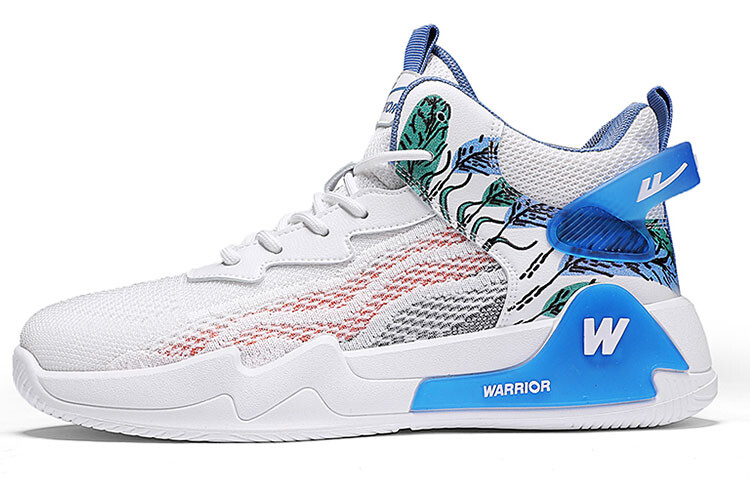 

Баскетбольные кроссовки мужские высокие белые/королевские синие Warrior