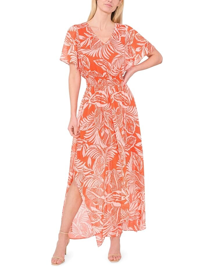 

Платье CeCe V-Neck Smocked Waist Dress, цвет Tigerlily
