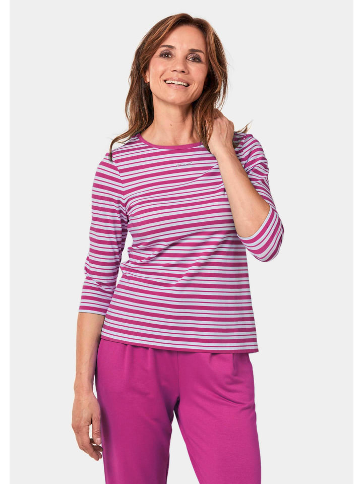 

Полосатая рубашка с вырезом-лодочкой в цвете цикламен / белый / полосатый GOLDNER