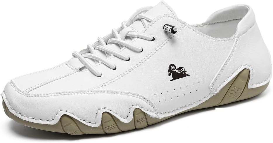 

Мужские мокасины без шнурков, дышащие кожаные туфли, модные, с шнуровкой, повседневные, легкие кроссовки с резиновой подошвой Asifn, белый