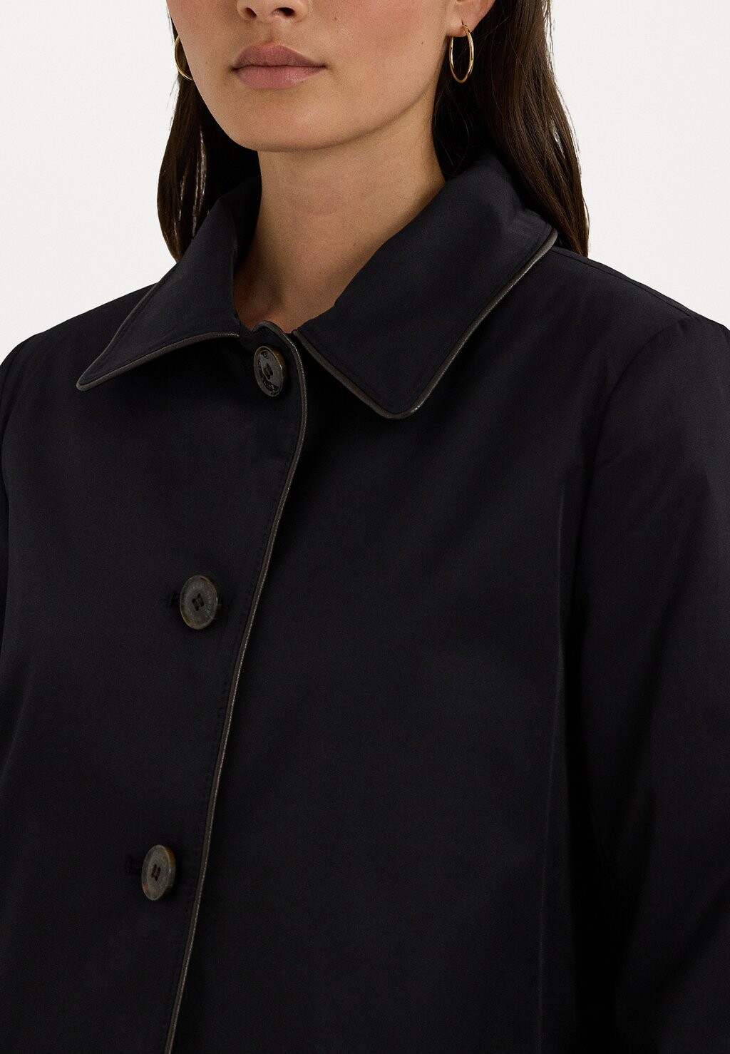 

Парка FAUX-LEATHER-TRIM HOODED COAT Ralph Lauren, темно-синий