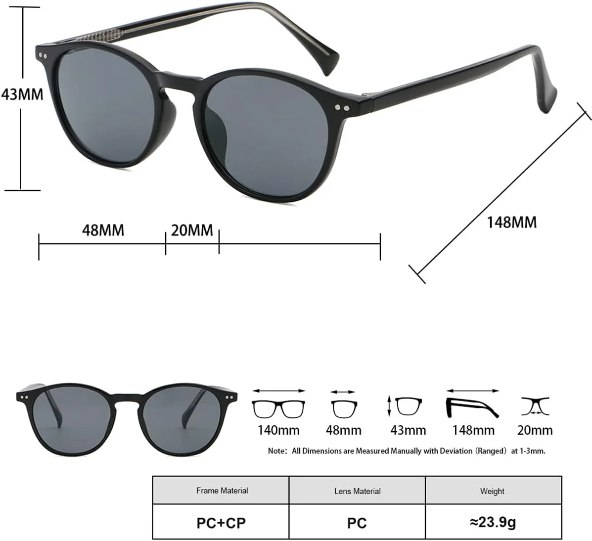 

Круглые солнцезащитные очки для мужчин и женщин с защитой от УФ-излучения UV400, модные солнцезащитные очки в оправе из ацетата с дужками LIGOES, Grey With Green