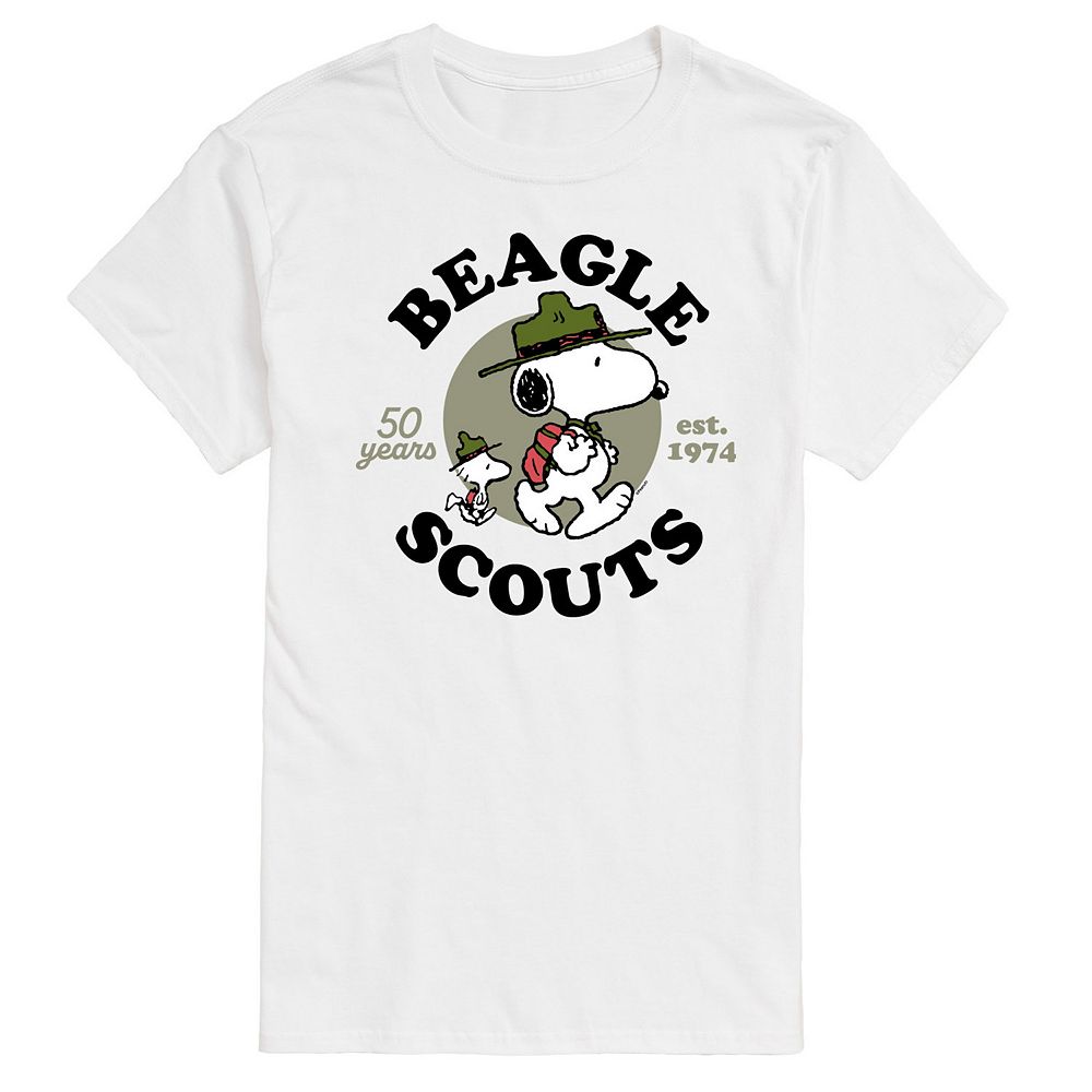 

Big & Tall Peanuts Beagle Scouts, возраст 50 лет. Футболка 1974 года с графическим рисунком Licensed Character, белый