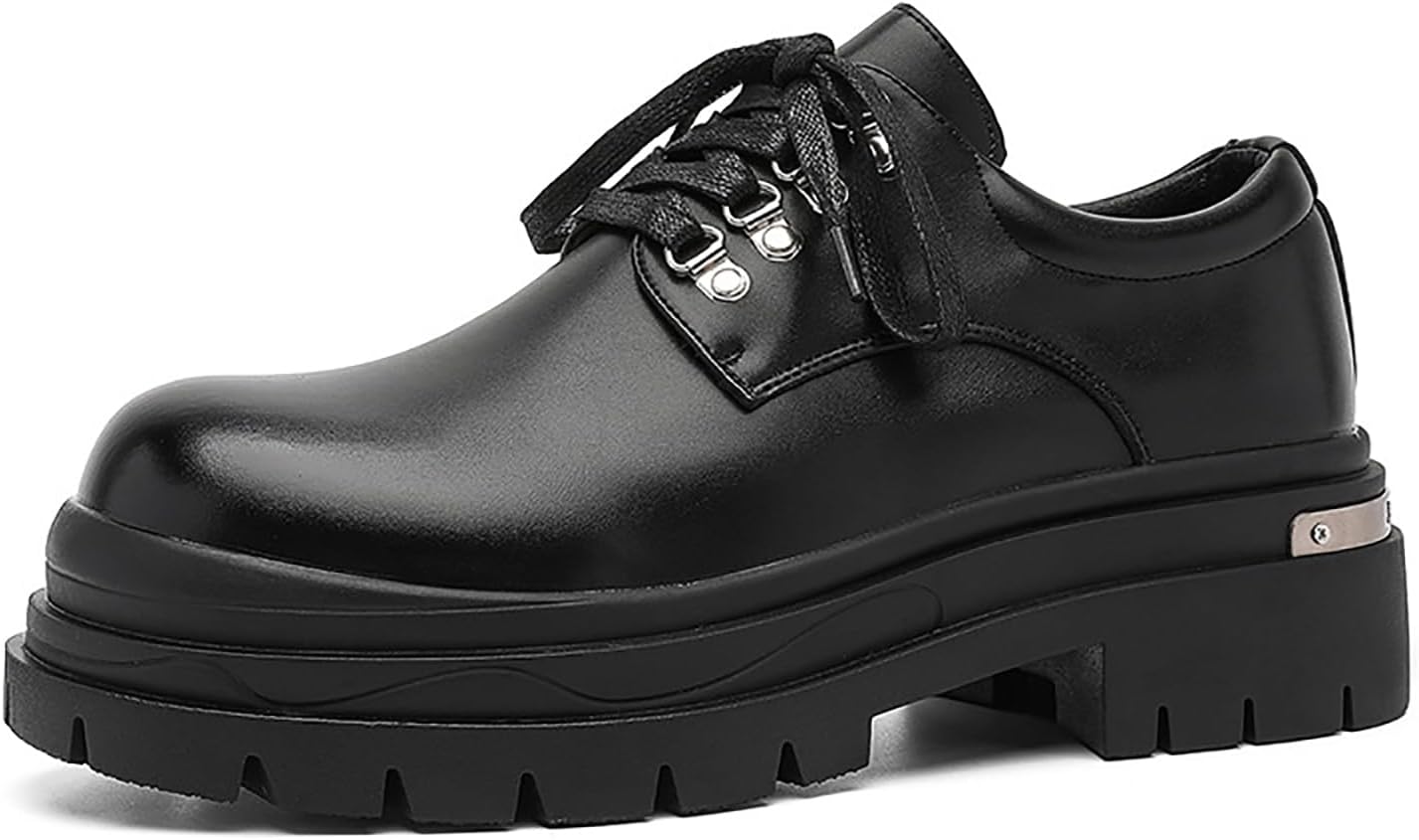 

Мужские лоферы с шнуровкой, платформой и массивным каблуком, удобные, с круглым носком, противоскользящей подошвой, увеличивающие рост, панк-стиль, байкерские дерби-оксфорды, повседневные, для работы в офисе, деловые туфли Enoegmsd, черный