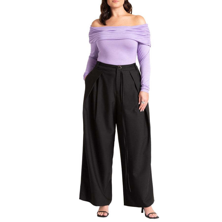 

Женские брюки со складками и длинным поясом ELOQUII, Black onyx