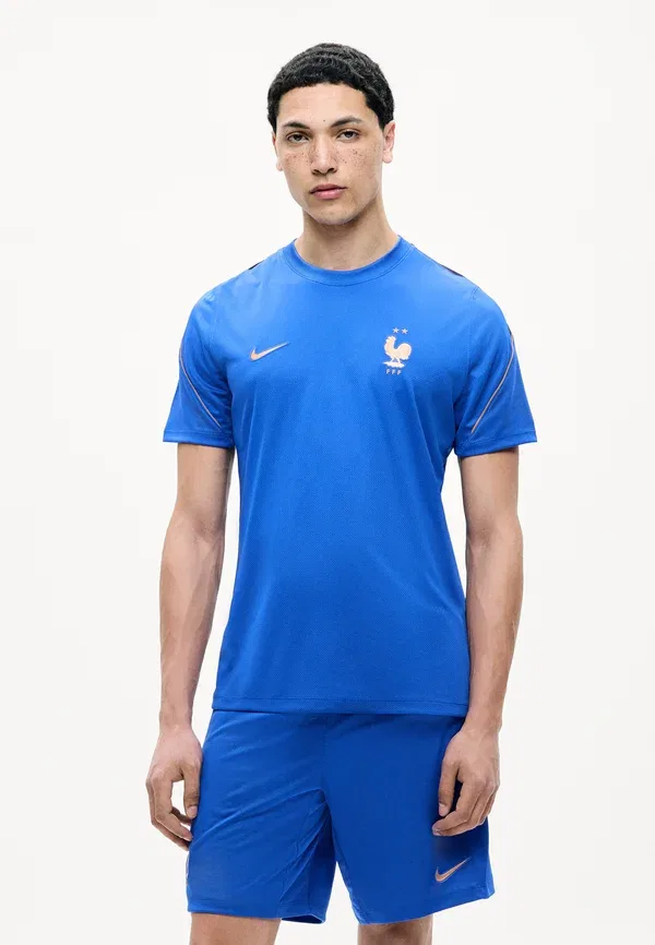 Футболка сборной Франции Nike Performance, game royal/blackened blue/metallic copper, королевский синий/чернёный синий/металлик медный