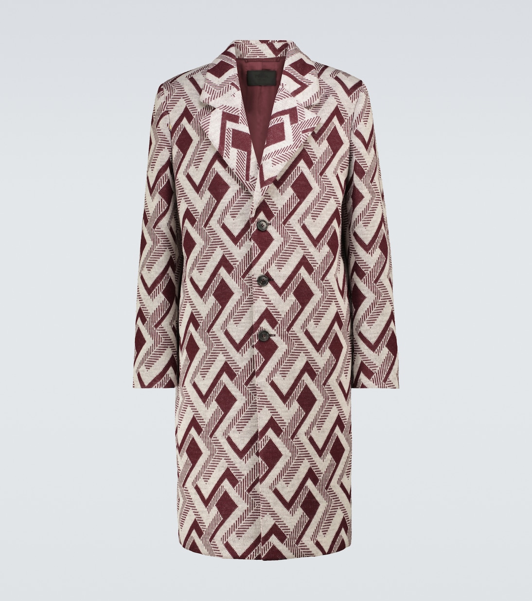 

Однобортное шерстяное пальто Prada, Naturale+Amaranto