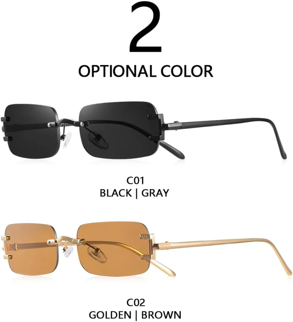 

Винтажные солнцезащитные очки без оправы для мужчин и женщин, роскошные, популярные, в маленькой оправе, женские, с защитой от УФ-излучения UV400 SZVVBKK, C3