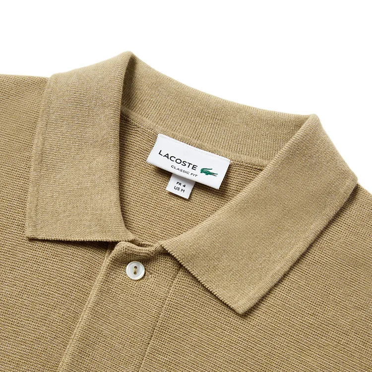 Футболка-поло мужская с воротником, умеренно прямой крой LACOSTE, GE2/Rice Beige Brown — фото 4