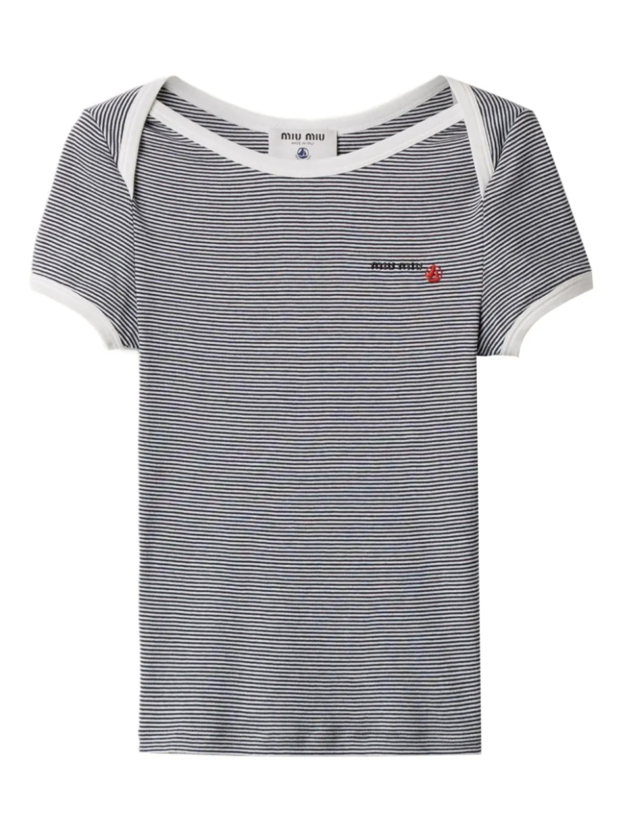 

Miu Miu футболка в полоску из коллаборации с Petit Bateau, белый
