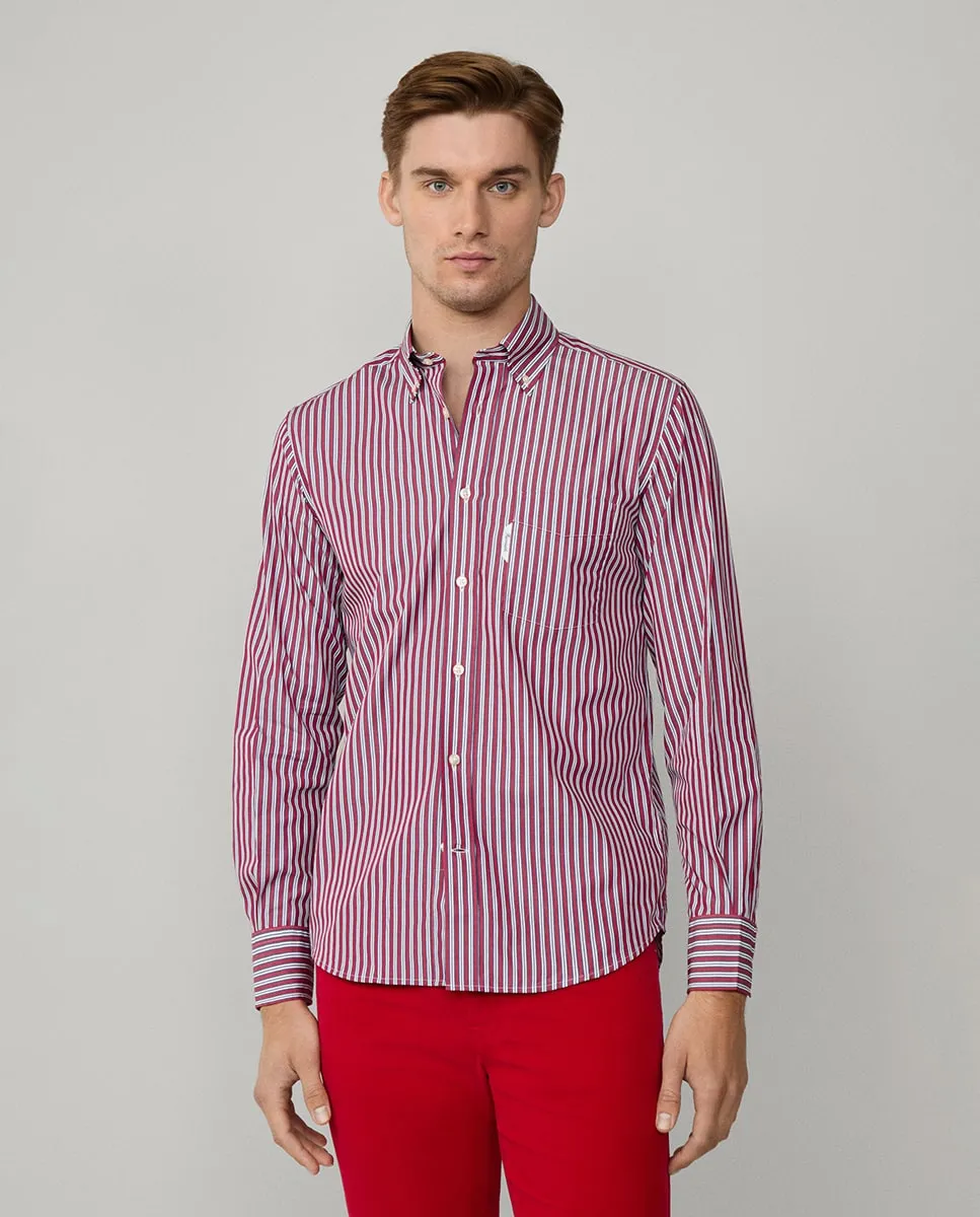 

Мужская рубашка из хлопка с обычным кроем в полоску Façonnable, красный