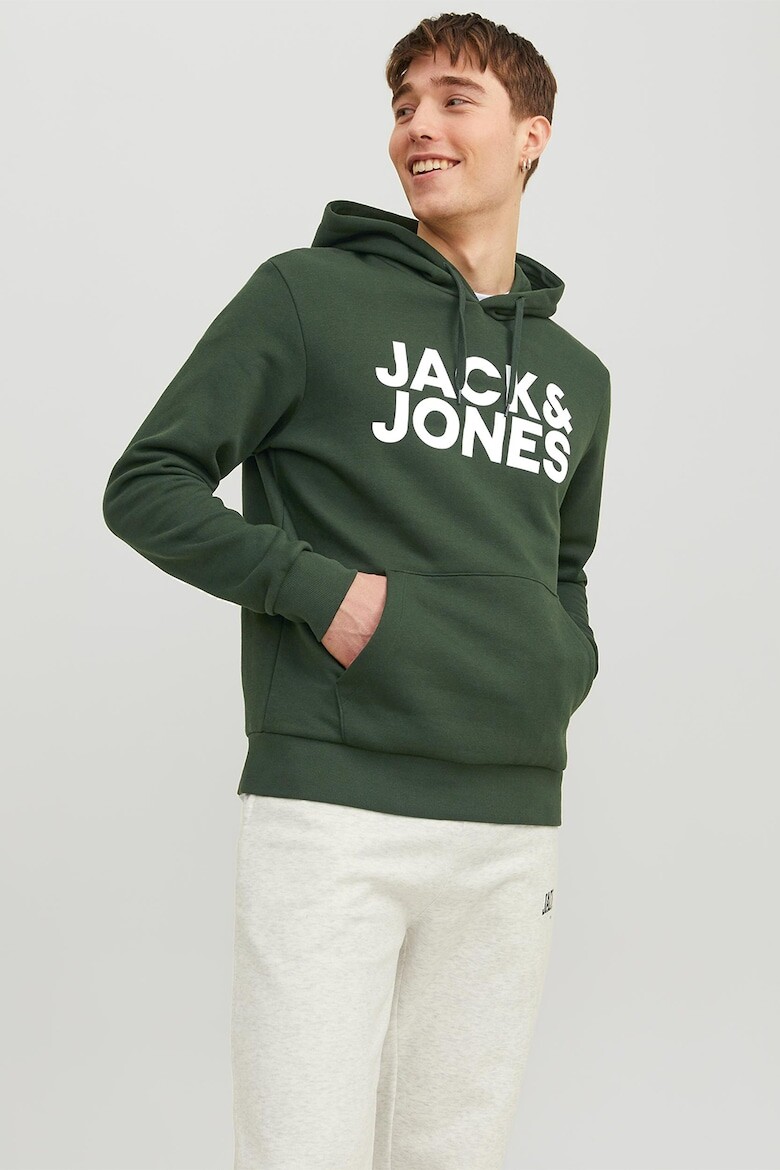 

Толстовка с карманом-кенгуру и логотипом Jack & Jones, зеленый