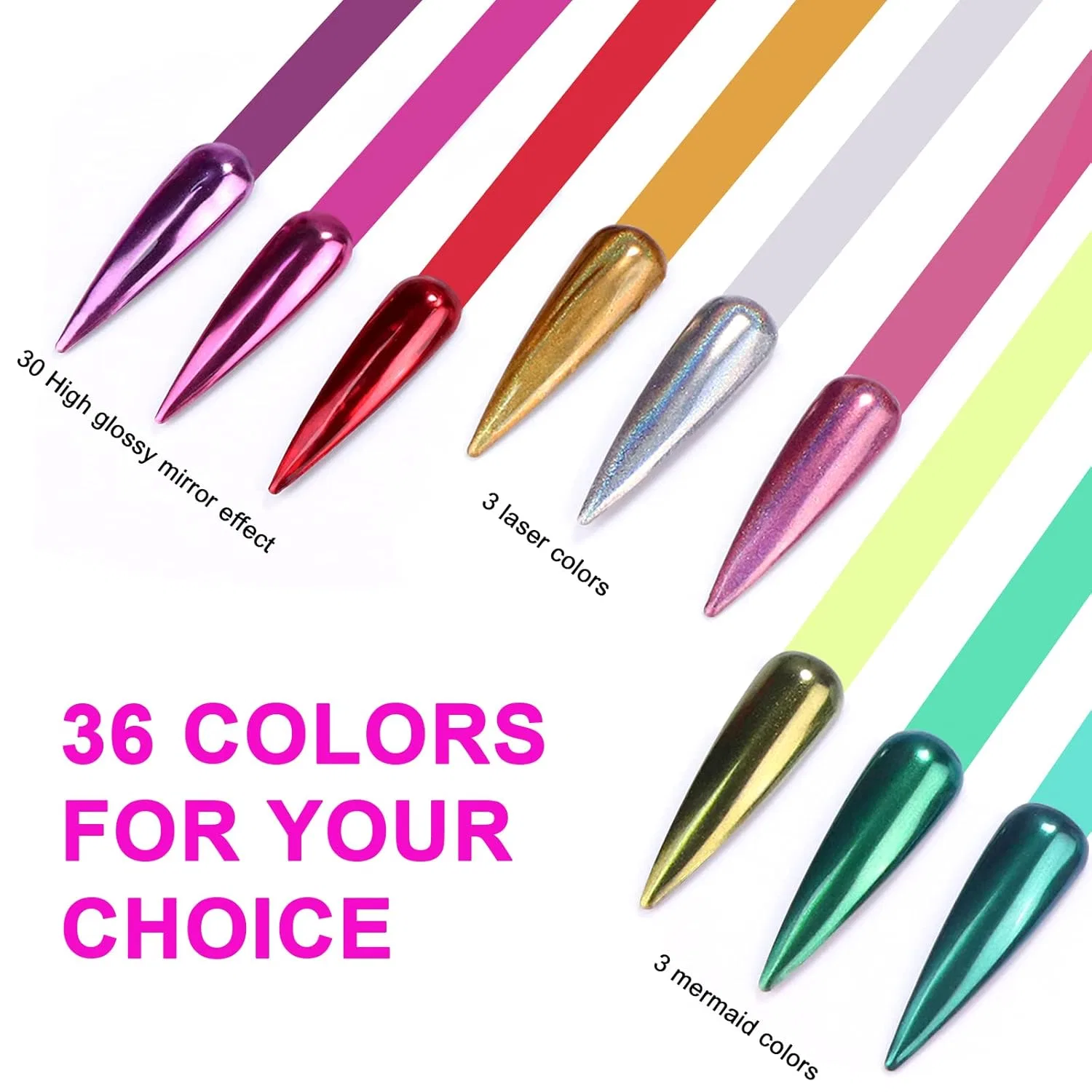 Набор хромовой пудры для ногтей Saviland Chrome Nail Powder Set, 36 цветов Saviland, Chrome Powder For Nails Kit 4 — фото 3