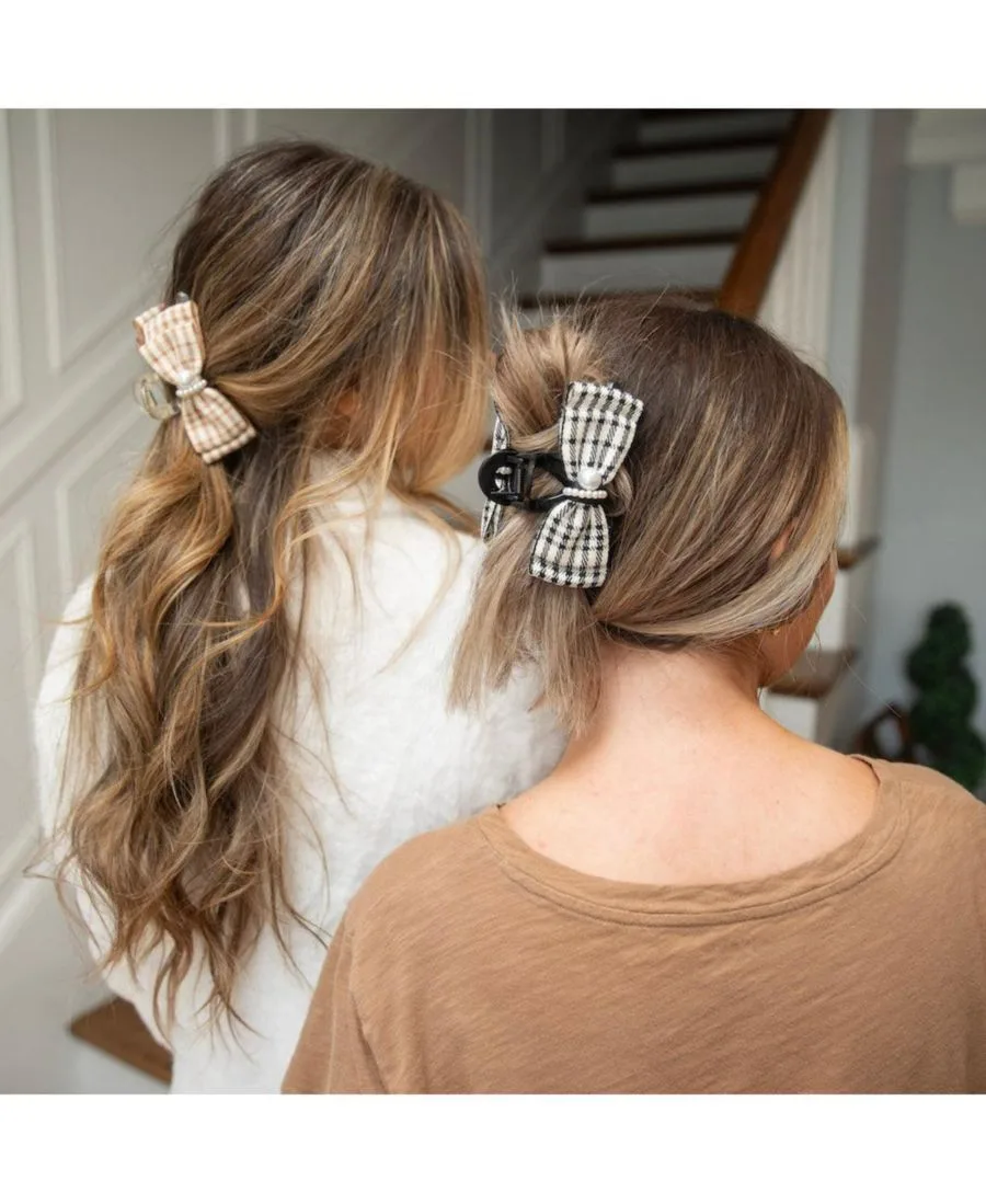 Headbands of Hope Большая клипса - бежевый клетчатый жемчуг — фото 4