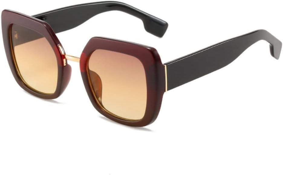 

Разноцветные солнцезащитные очки для женщин в стиле ретро с защитой от УФ-излучения UV400, для мужчин — голубые и розовые солнцезащитные очки LANGSER, Brown Tea Yellow