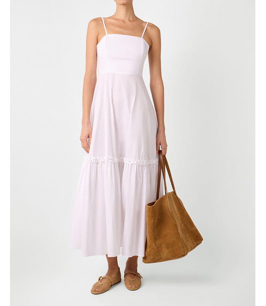 

Женское миди-платье с оборками и расклешенной юбкой WeWoreWhat, Classic white