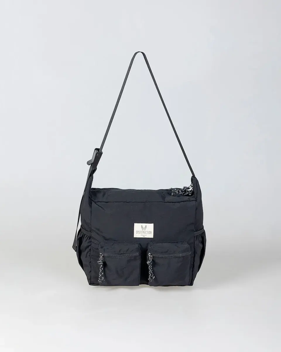 

Женская нейлоновая сумка через плечо с застежкой-молнией и карманами System Action, черный