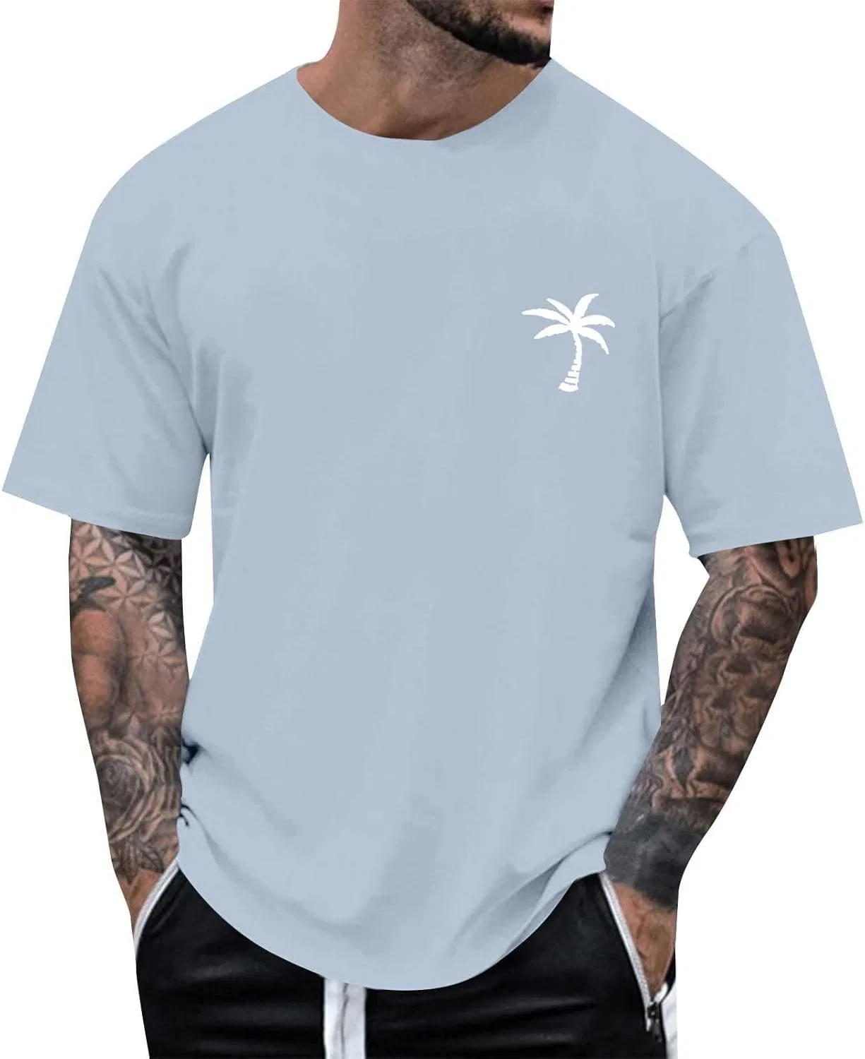 Футболка мужская, свободный крой, хлопок, Light Blue