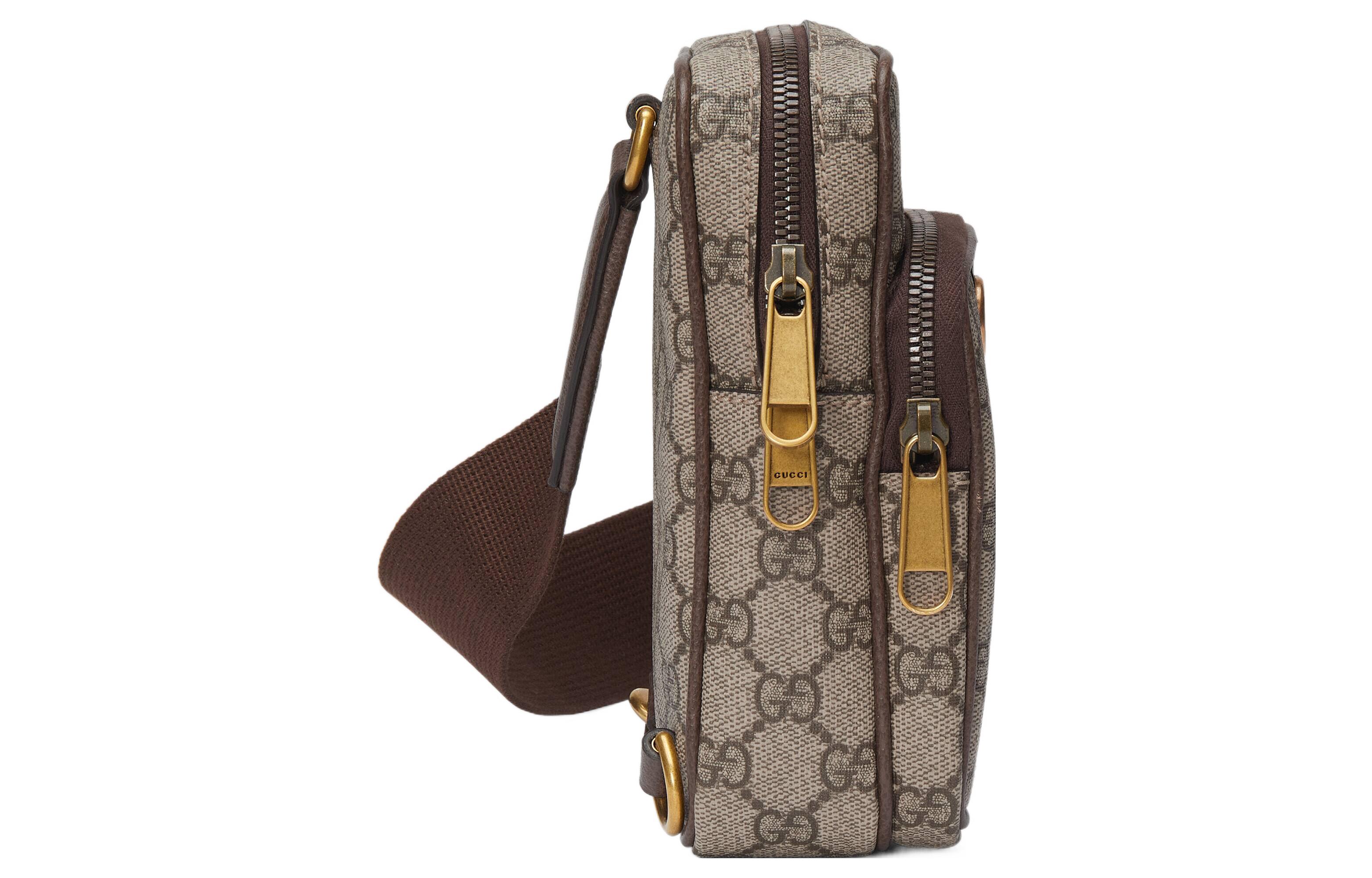 Ophidia Canvas Плечевая Сумка Через Плечо Мужская Бежевая и Эбеновая GUCCI — фото 3