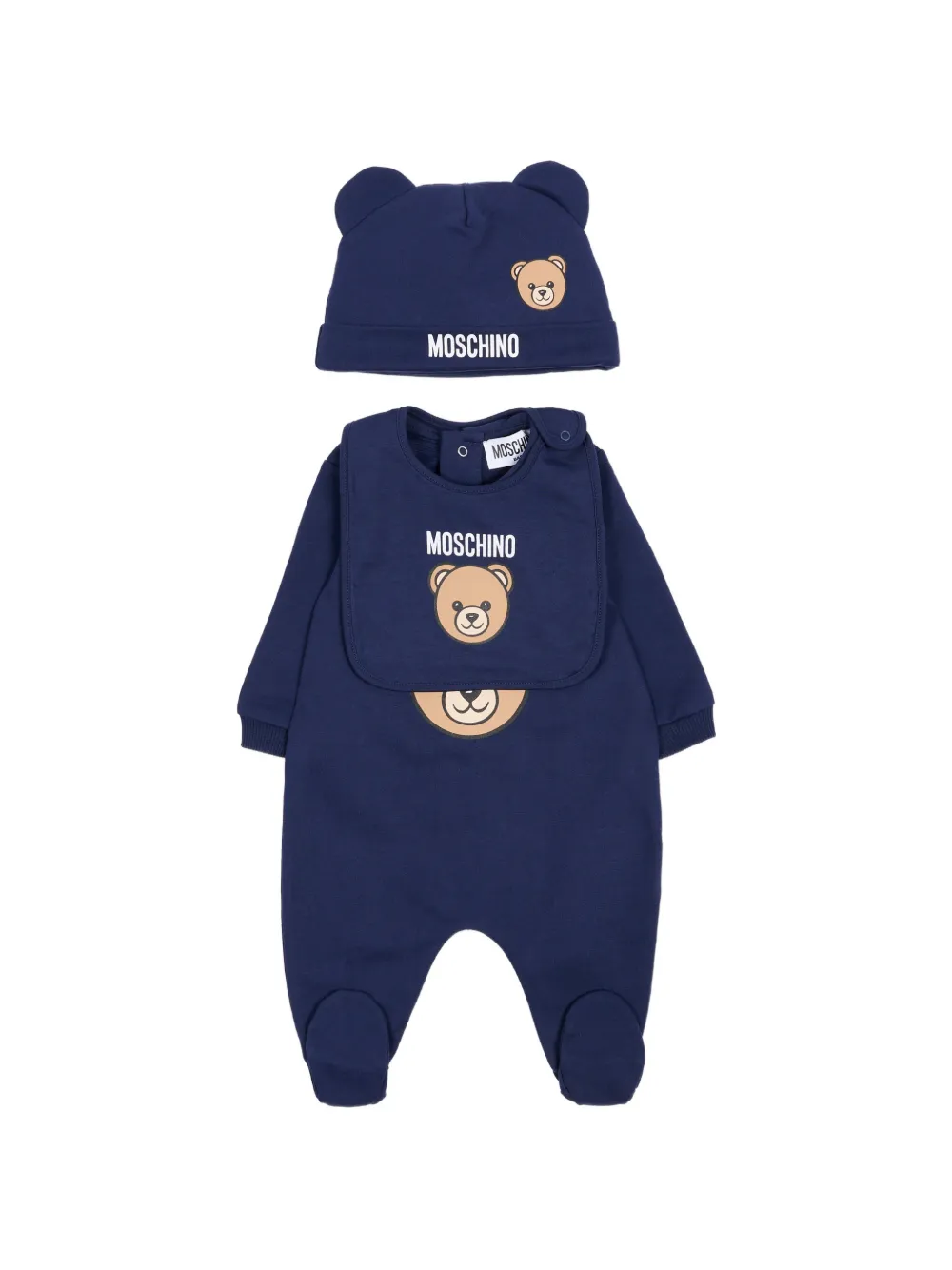 

Комплект боди с принтом медведя Moschino Kids, синий