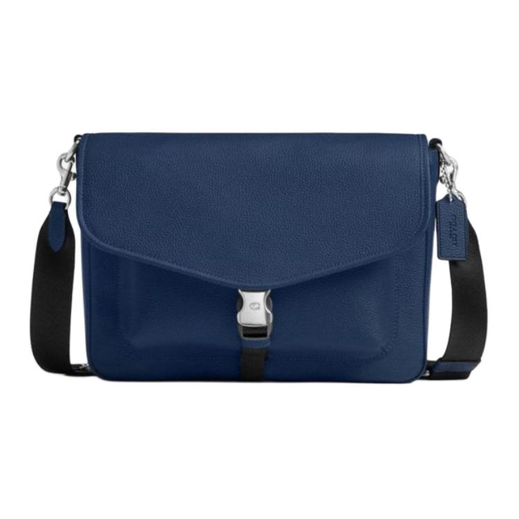 

COACH Кожаная сумка кроссбоди через плечо большая мужская темно-синяя