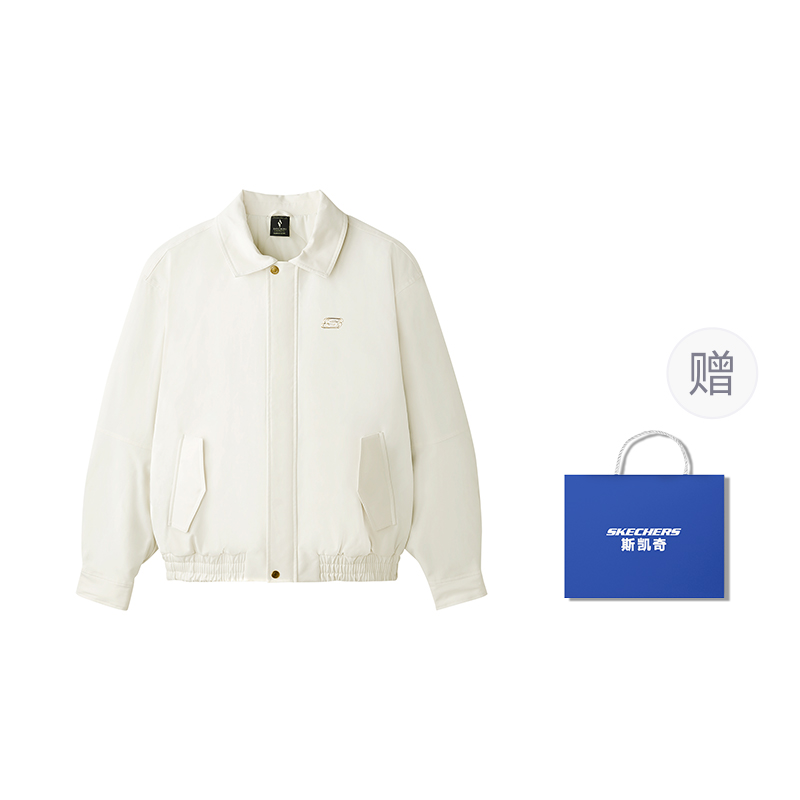 

Skechers Куртка спортивная повседневная унисекс чисто белая, Pure White-Shopping Bag Included