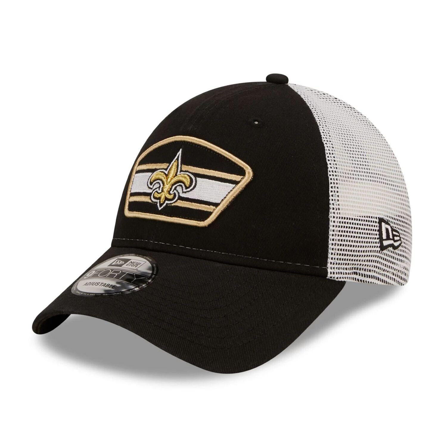 

Мужская кепка New Era черного/белого цвета с нашивкой-логотипом New Orleans Saints Trucker 9FORTY Snapback
