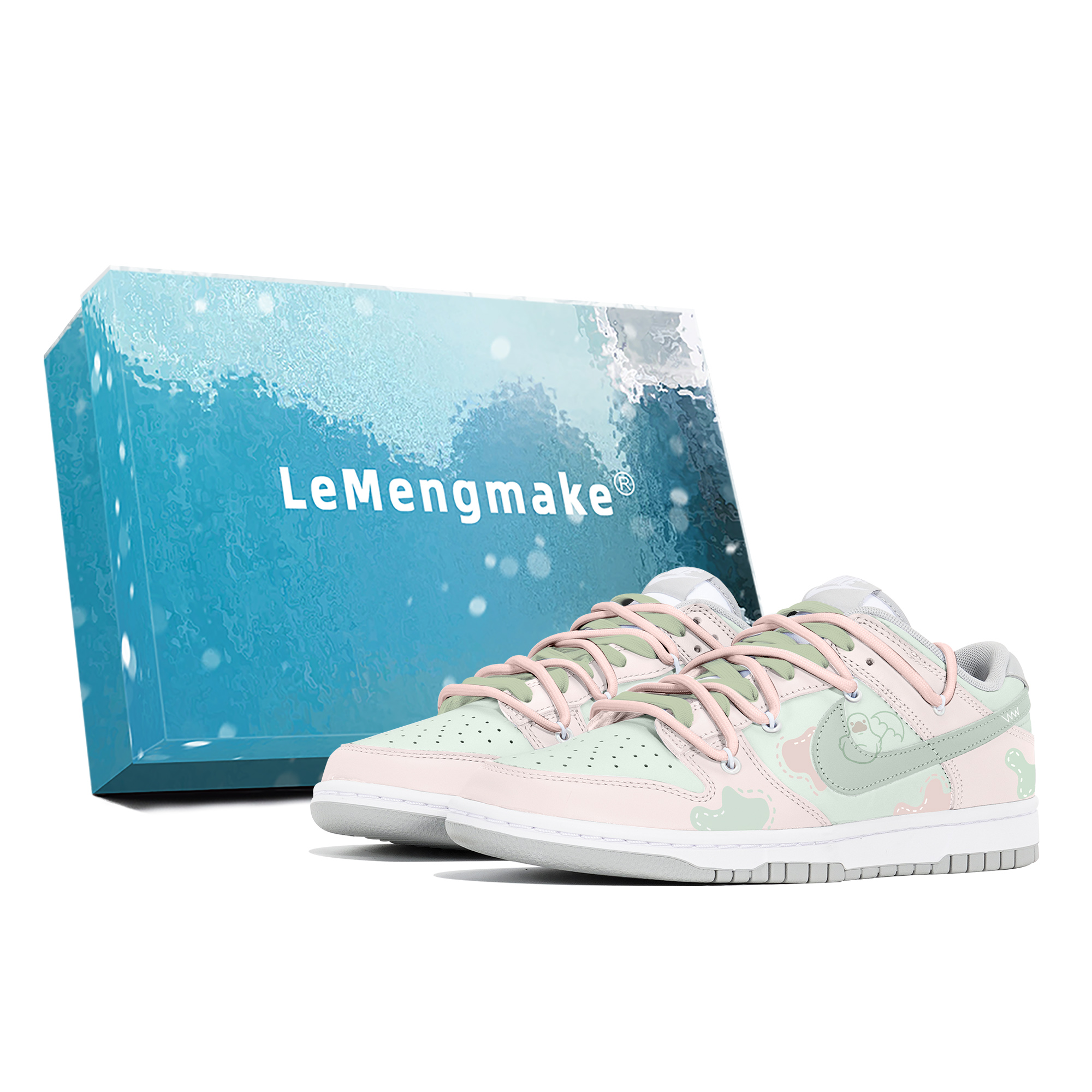 

Nike Кроссовки для скейтбординга Dunk Joy Lemon, износостойкие, низкие, мужские, зелено-розовые