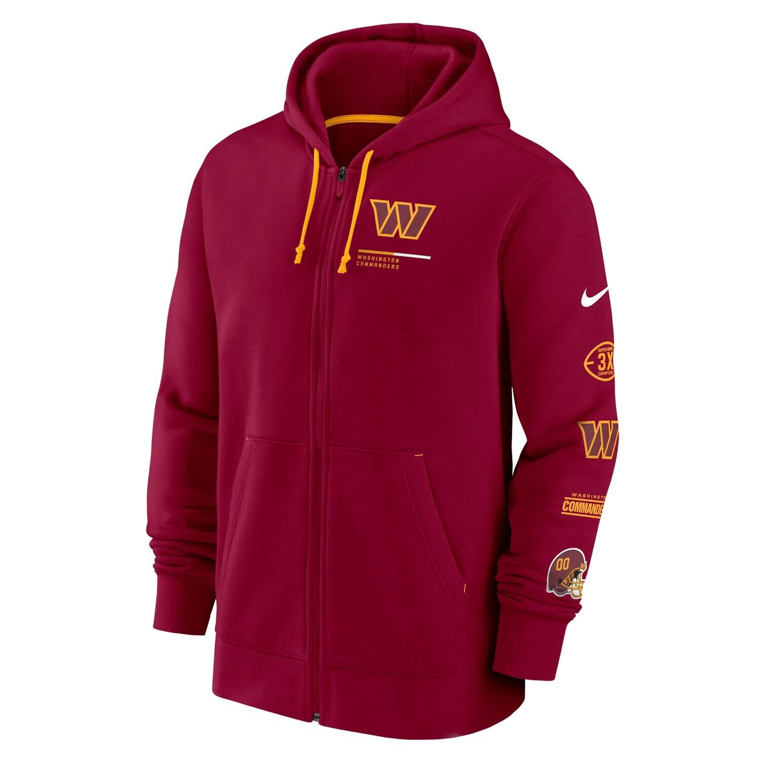 Мужская бордовая толстовка с молнией во всю длину Washington Commanders Surrey Nike — фото 2