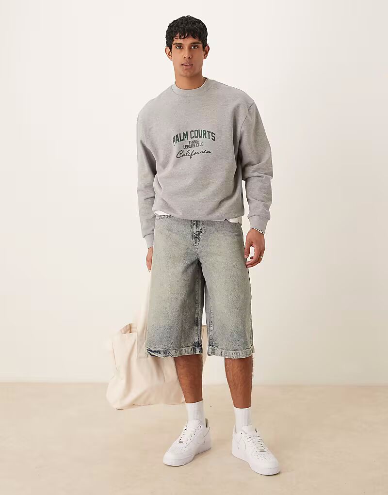 

Удлиненные джинсовые шорты ASOS DESIGN серого цвета