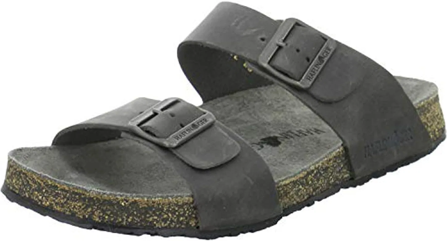 Сандалии-мюли без подкладки HAFLINGER из органической кожи Andrea, Anthracite 841