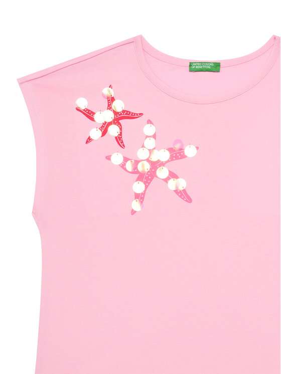 Футболка обычного кроя 3I1XC10P0 United Colors Of Benetton, розовый — фото 3