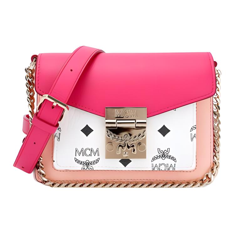 

MCM Мини-кроссбоди Patricia Visetos Coated Canvas With Leather для женщин в розовом цвете