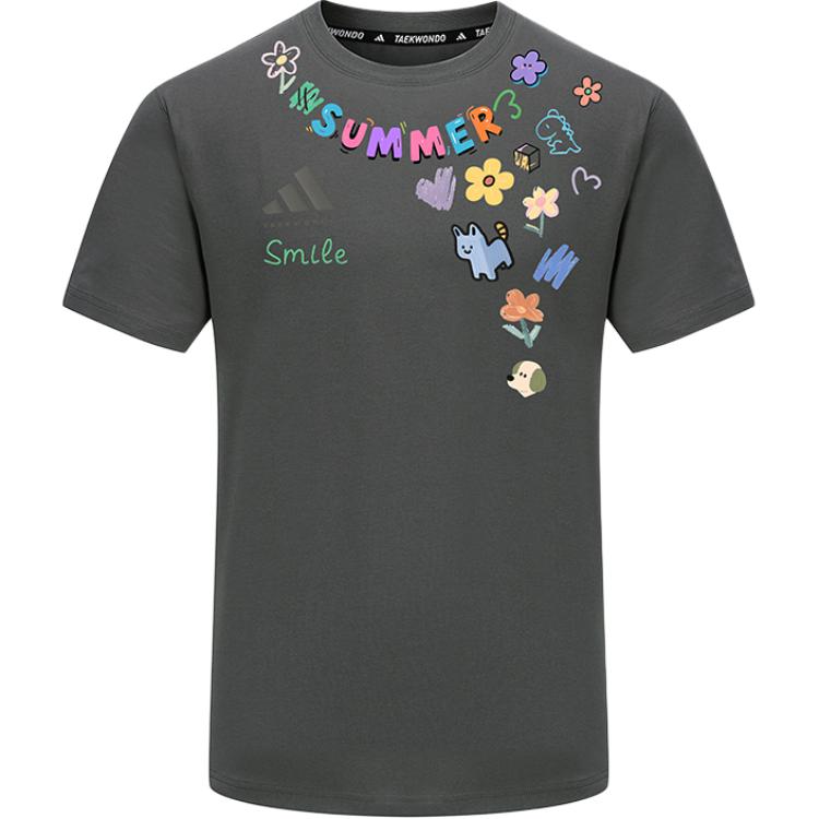 

Спортивная футболка Casual с круглым вырезом, унисекс с короткими рукавами, быстросохнущая Adidas, серый