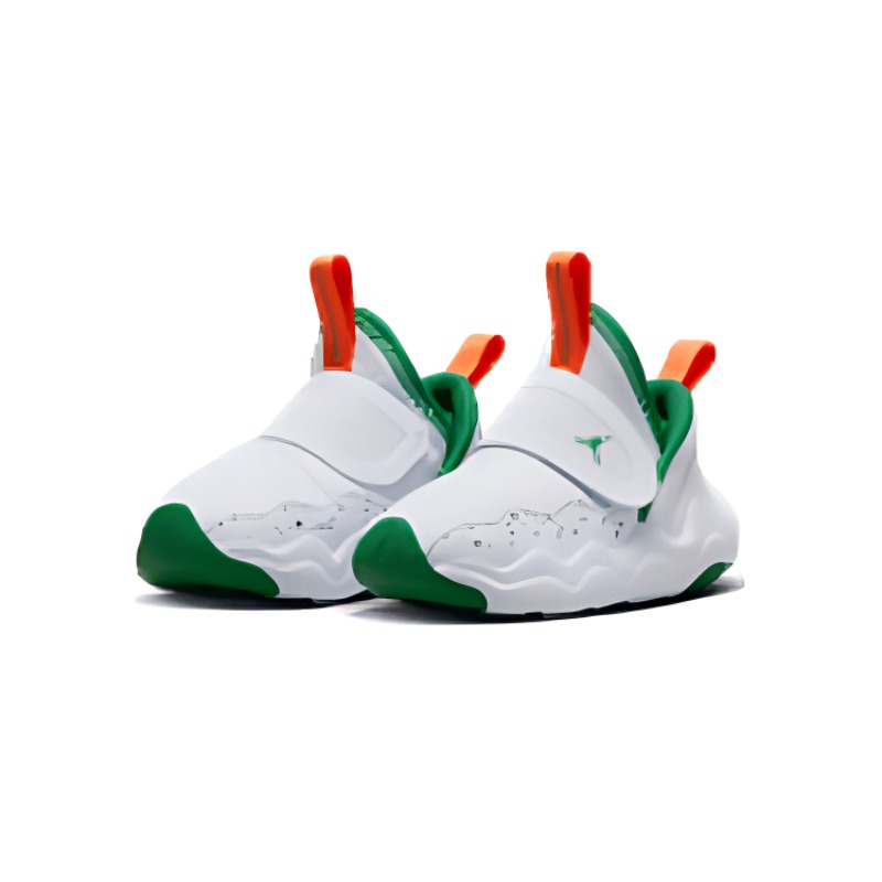Амортизирующие износостойкие низкие детские туфли White Green Baby Jordan — фото 3