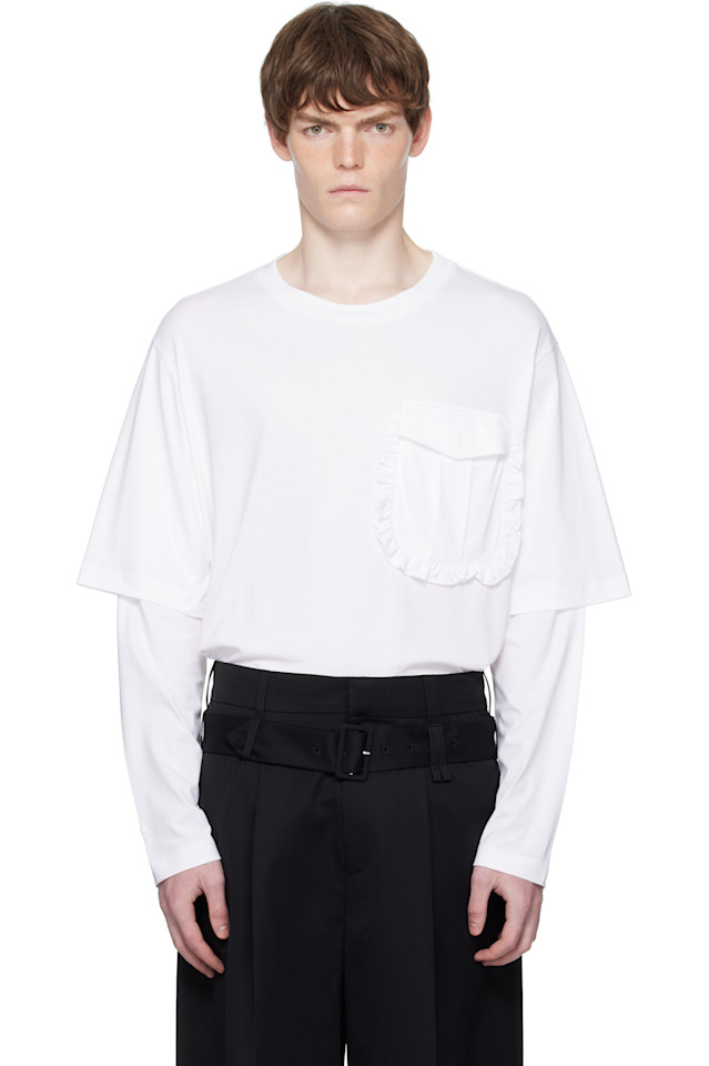 

Длинный рукав с карманом в рюшах и многослойным дизайном Simone Rocha, белый