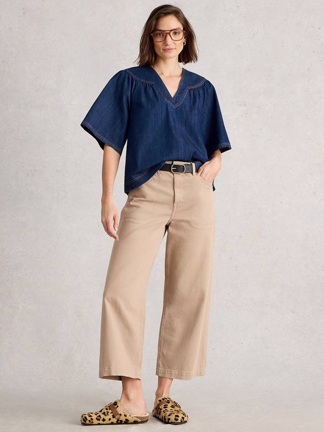 

Топ с V-образным вырезом Leo Denim White Stuff, Dk Denim