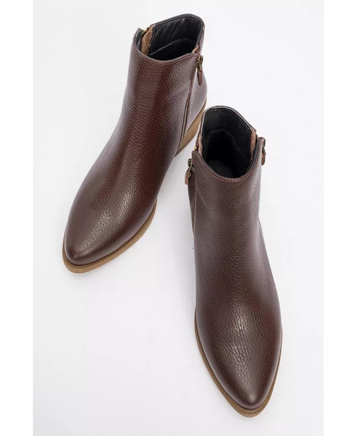 Ботинки Jayer Leather с двойной молнией и блочным каблуком (женские) Forever & Always Shoes, коричневый — фото 2