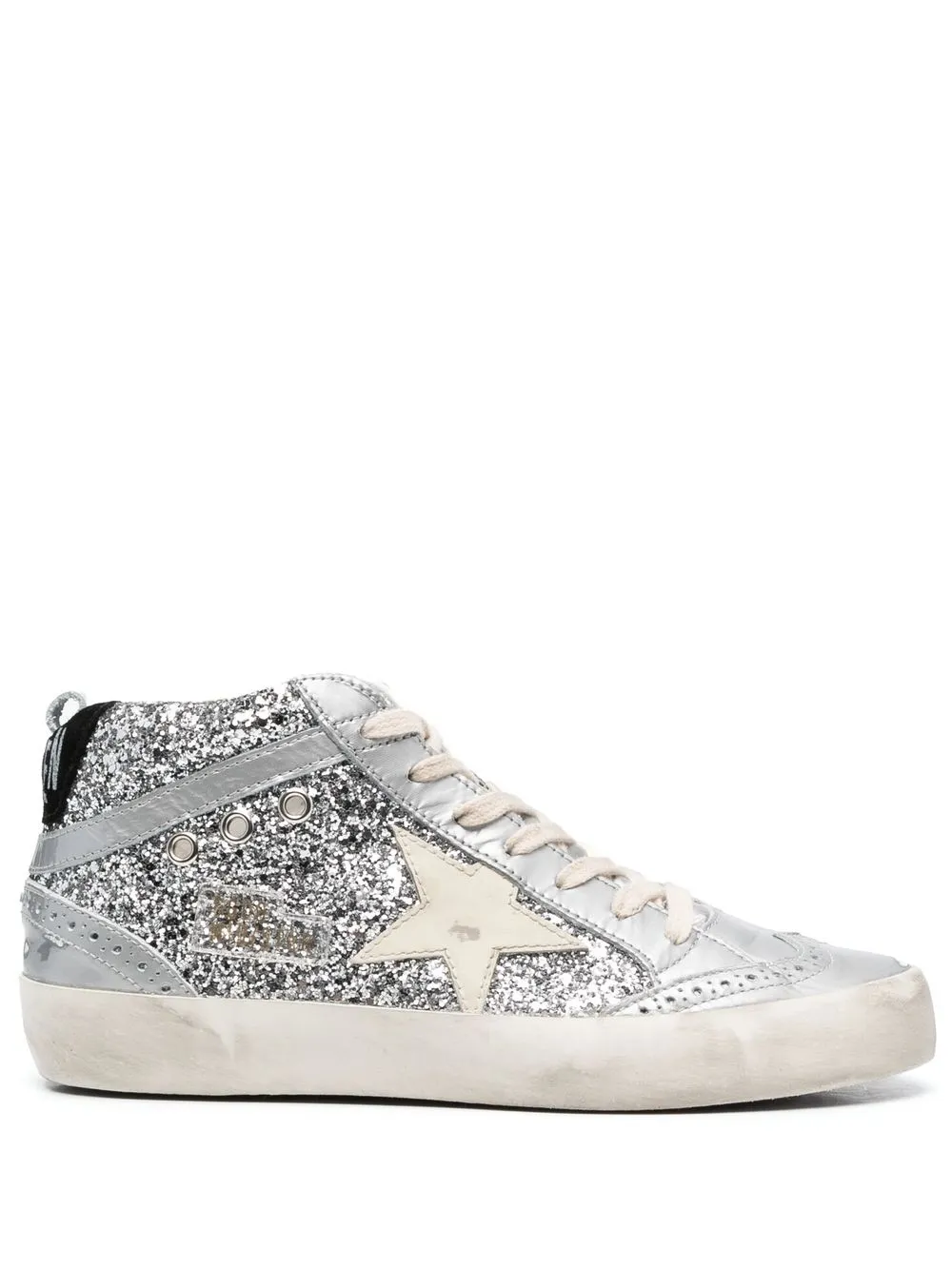 Высокие кеды с блестками GOLDEN GOOSE, серебяный