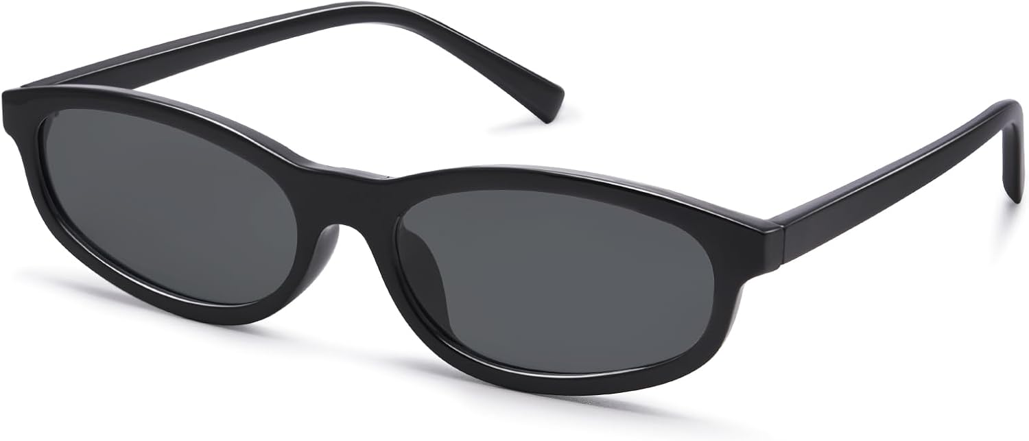 

Ретро-солнцезащитные очки прямоугольной формы для женщин, модные маленькие очки в стиле 90-х, винтажные узкие прямоугольные оправы GM9602 GIGIMOTTE, Black Frame / Black Lens